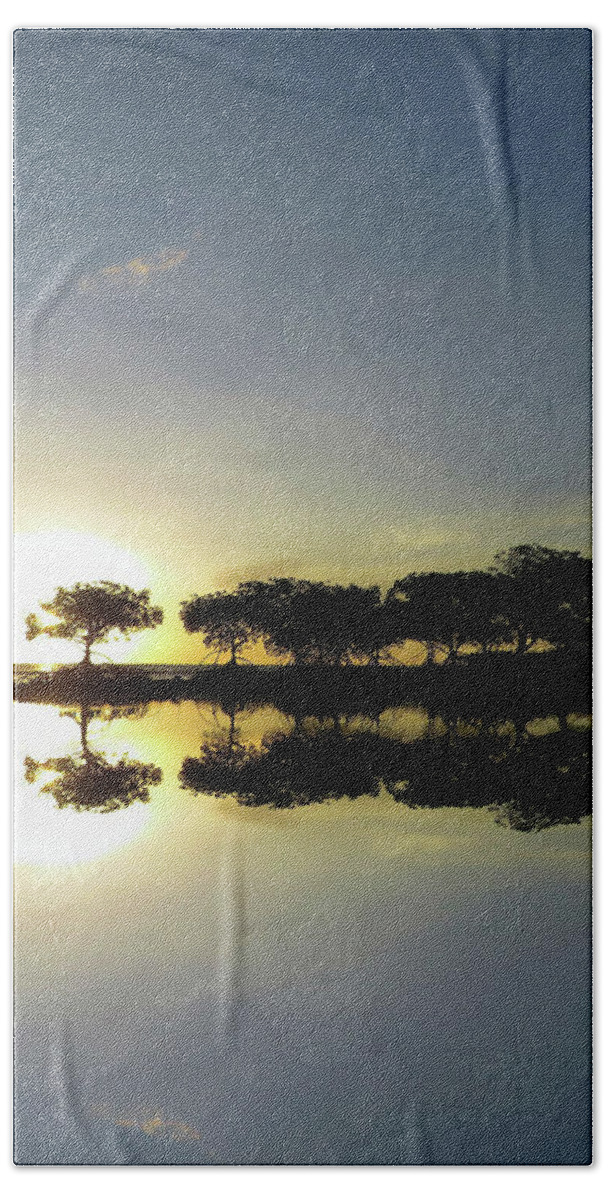Reflections Beach Towel featuring the photograph Reflections Of A Tropical Sunset In The Shallows by Joan Stratton
