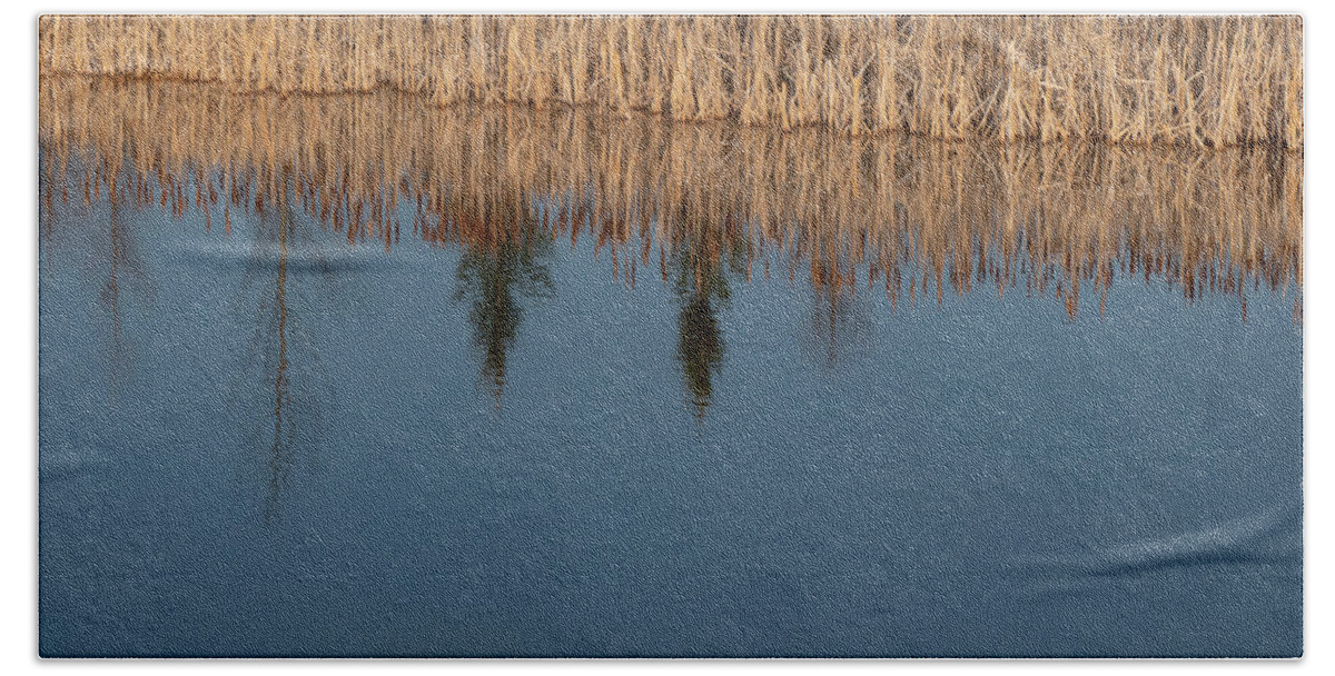 Reflections Beach Towel featuring the photograph Reflections On A Wetland Lake by Karen Rispin