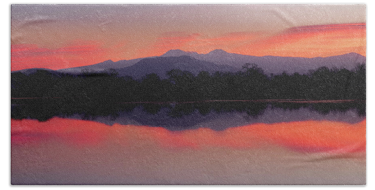 Lake Beach Towel featuring the photograph Reflective Serenity by Mike Lee