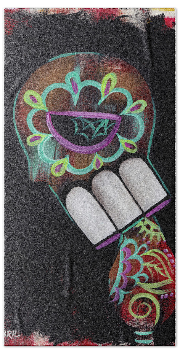 Dia De Los Muertos Beach Towel featuring the painting Regret by Abril Andrade