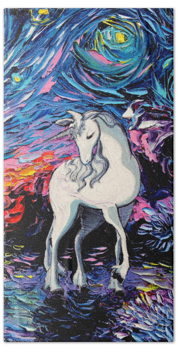 Last Unicorn Beach Towel featuring the painting Regret by Aja Trier