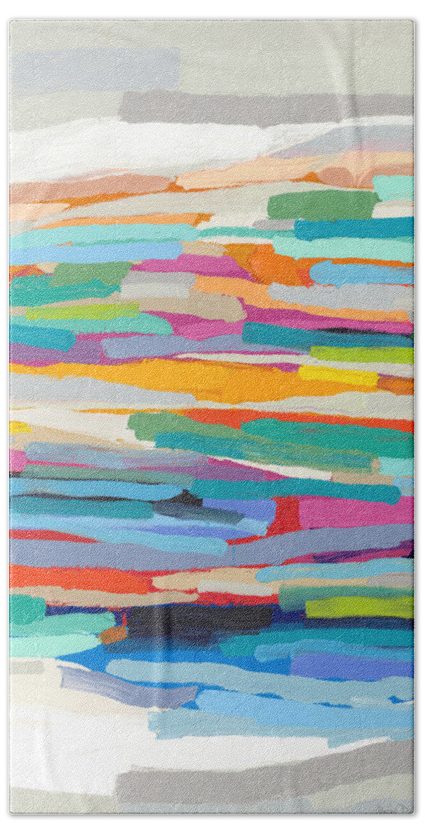 Abstract Beach Towel featuring the painting Remember Sarasota by Claire Desjardins