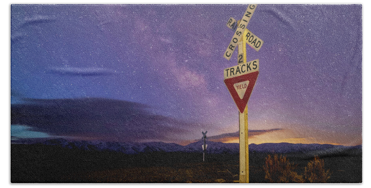 Milky Way Beach Towel featuring the photograph Remote Crossing by Mike Lee