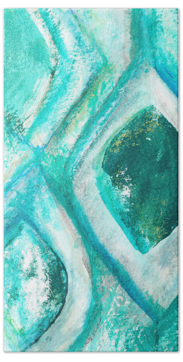Abstract Beach Towel featuring the mixed media Resort 2- Art by Linda Woods by Linda Woods