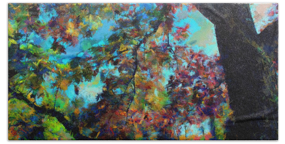 Branches Beach Towel featuring the mixed media Resting Under Autumn's Branches by Christopher Reed