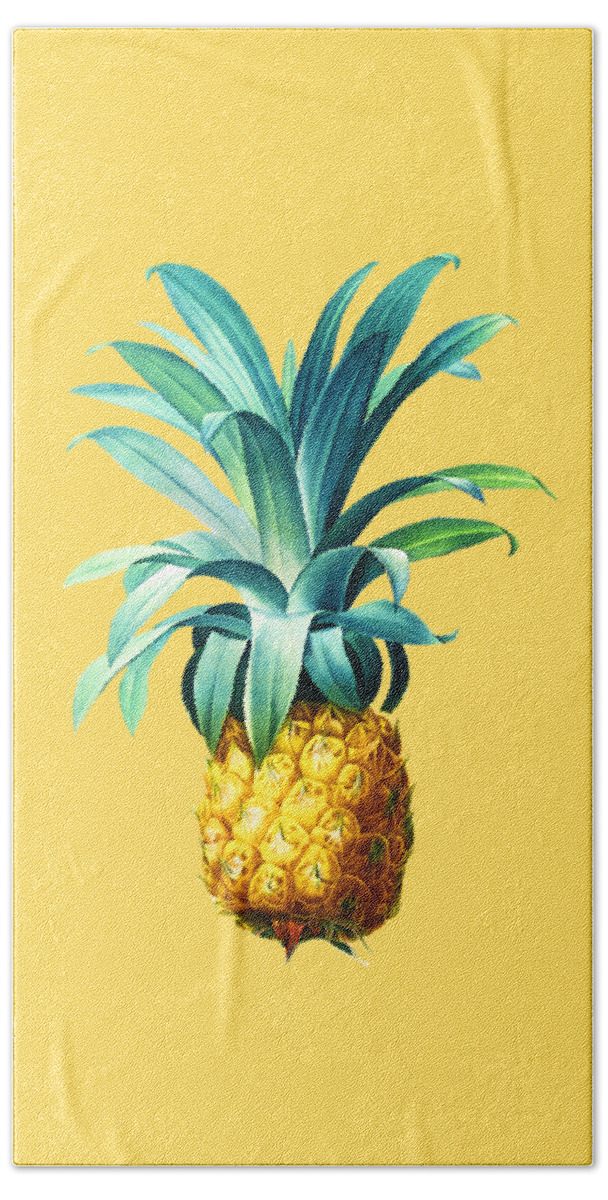 Pineapple Beach Towel featuring the drawing Retro Pineapple by Delphimages Photo Creations