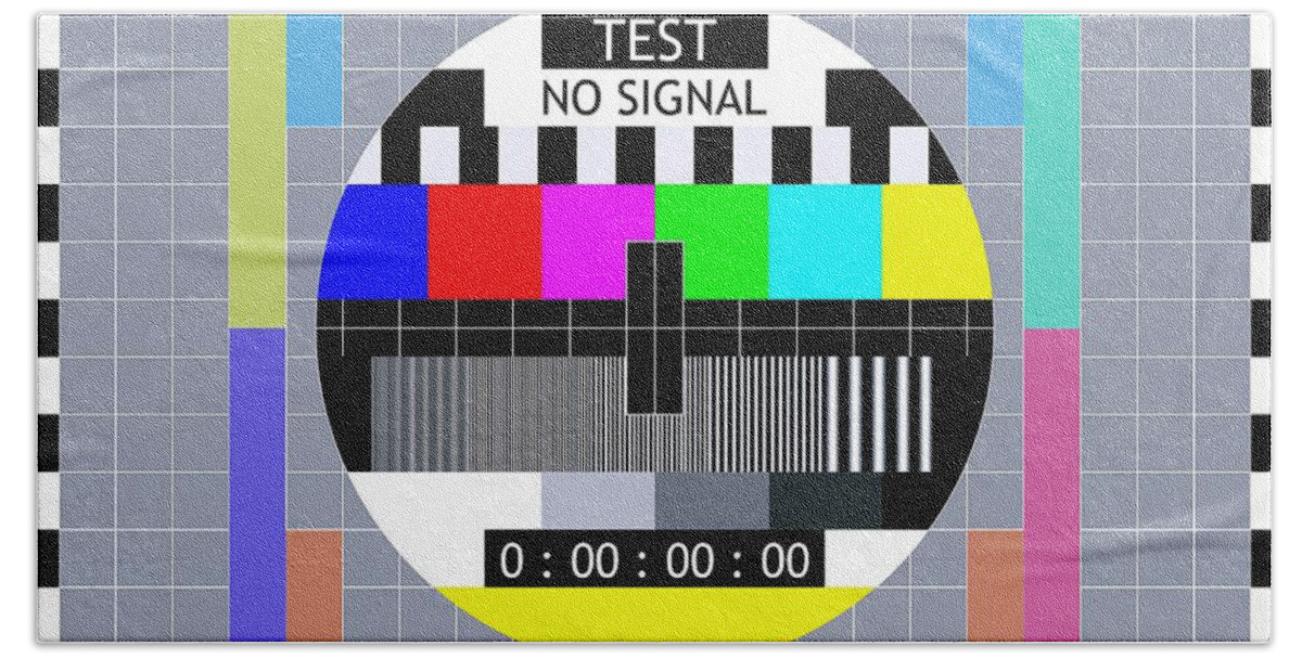 Retro Beach Towel featuring the digital art Retro TV Test Pattern by Marianna Mills