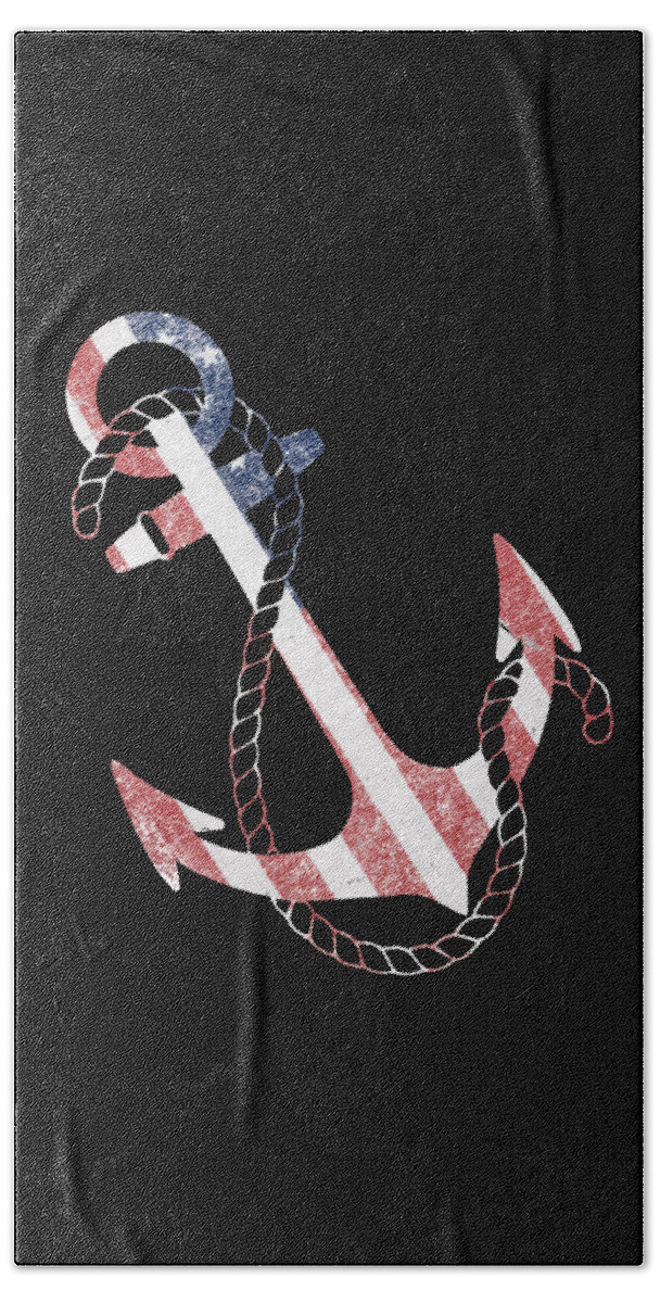 Funny Beach Towel featuring the digital art Retro USA Flag Anchor by Flippin Sweet Gear
