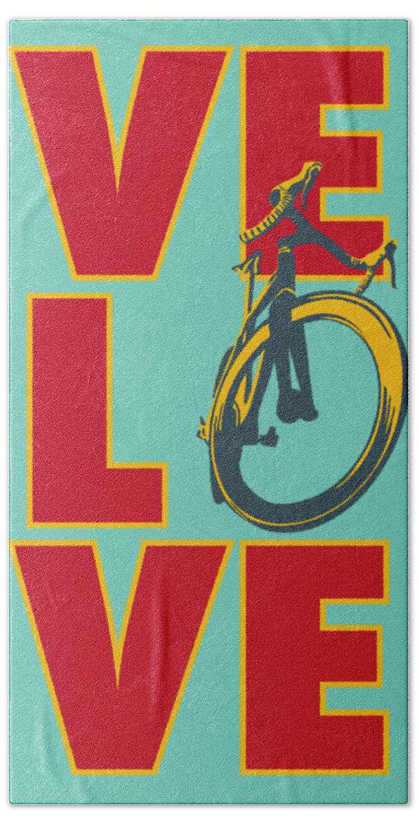 Bike Beach Sheet featuring the painting Retro Velo Love Cycling poster by Sassan Filsoof