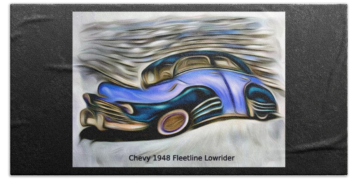Chevy Beach Towel featuring the digital art Revved Up and Rarin' To Go... Blue by Ronald Mills