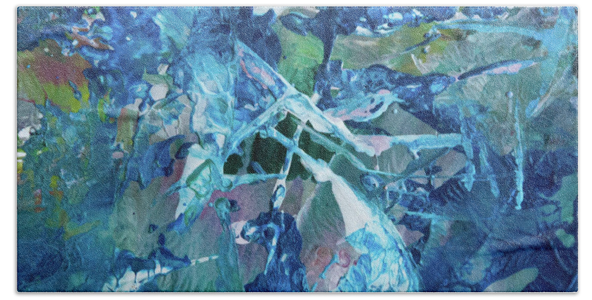 Encaustic Beach Towel featuring the painting Rhapsody In Blue by Lee Beuther
