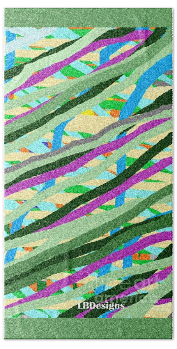 Abstract Beach Towel featuring the digital art Ribbons in the Summer Breeze by LBDesigns