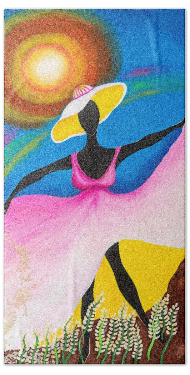 Sabree Beach Towel featuring the painting Rice to the Occasion by Patricia Sabreee