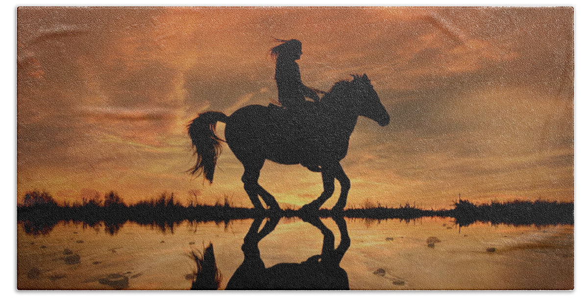 Horseback Riding Beach Towel featuring the photograph Ride the Open Country by Andrea Kollo