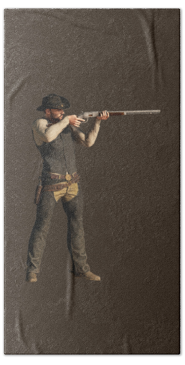 Gunslinger Beach Towel featuring the digital art Rifleman by Daniel Eskridge