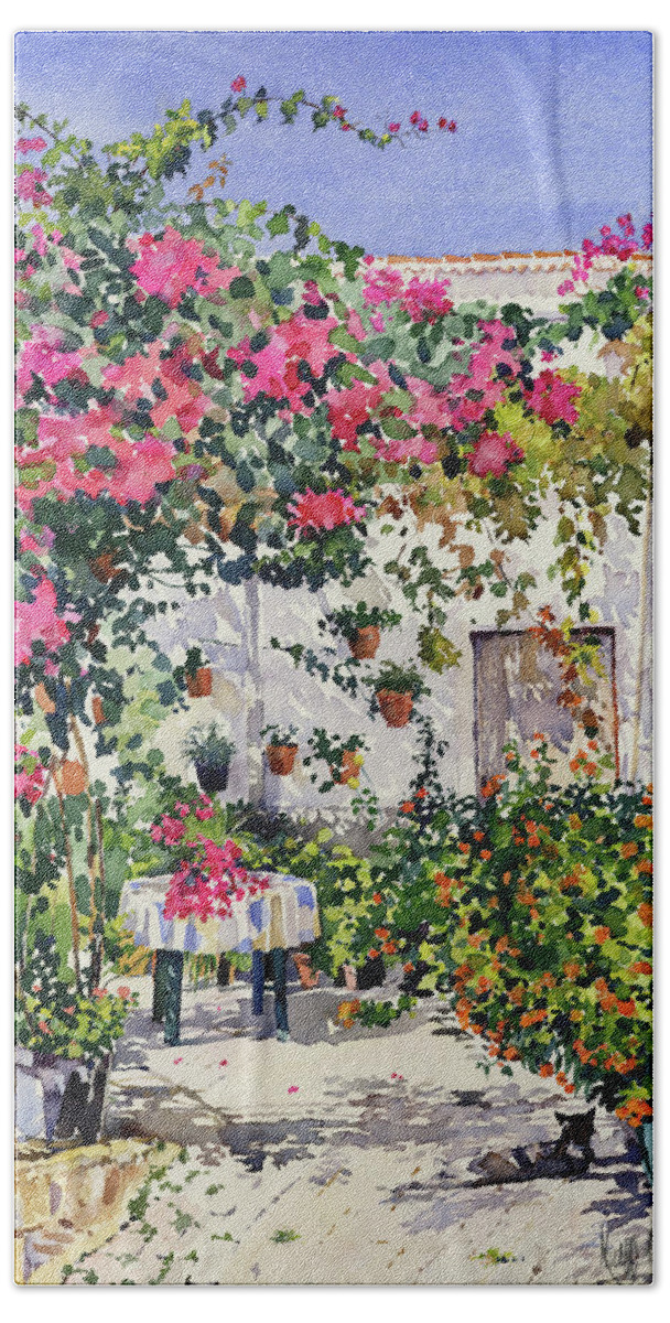 Flowers Beach Sheet featuring the painting Rincon De Laujar by Margaret Merry