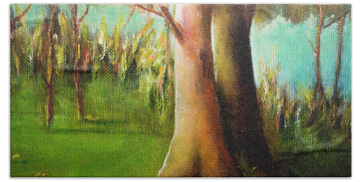 Oil* Landscape*painting Beach Towel featuring the painting River Styx Romance by Lee Beuther