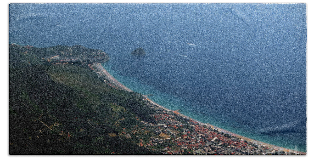 Bergeggi Beach Towel featuring the photograph Riviera Spotorno Bergeggi Island by Riccardo Mottola