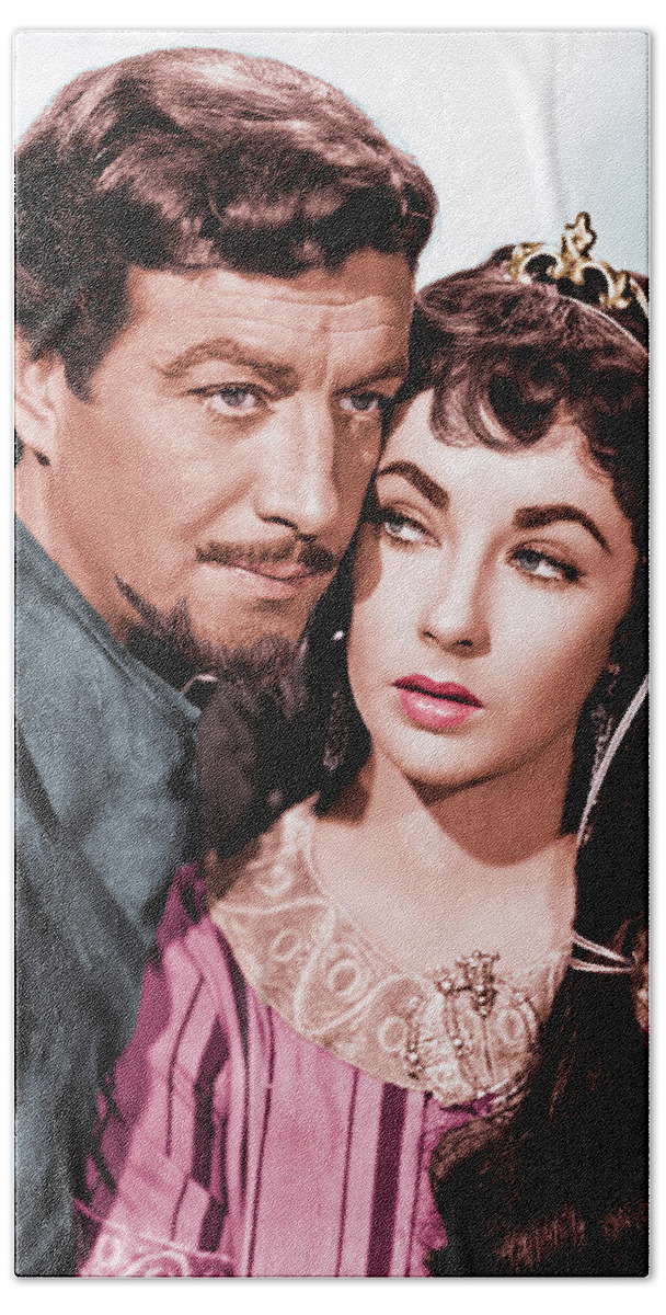 Robert Beach Towel featuring the photograph Robert Taylor and Elizabeth Taylor by Movie World Posters
