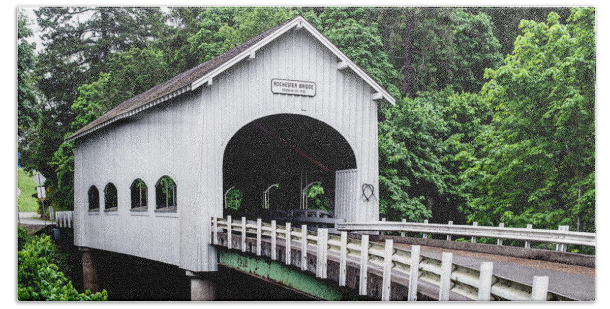 Photo Beach Towel featuring the photograph Rochester Covered Bridge by Greg Sigrist
