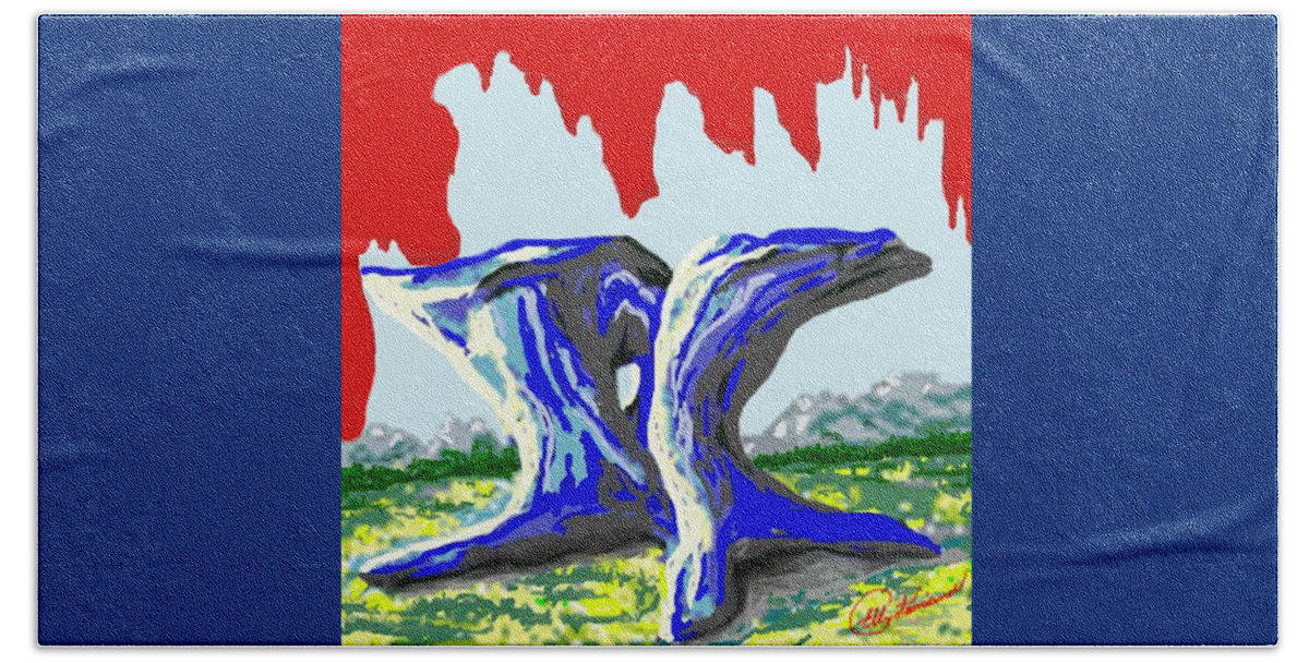 Rocks Beach Towel featuring the painting Rock Formations by Elly Potamianos