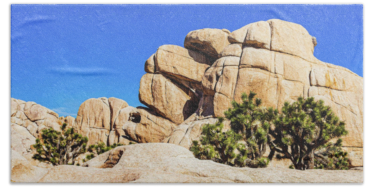 Landscapes Beach Towel featuring the photograph Rocks In Joshua Tree Park by Claude Dalley