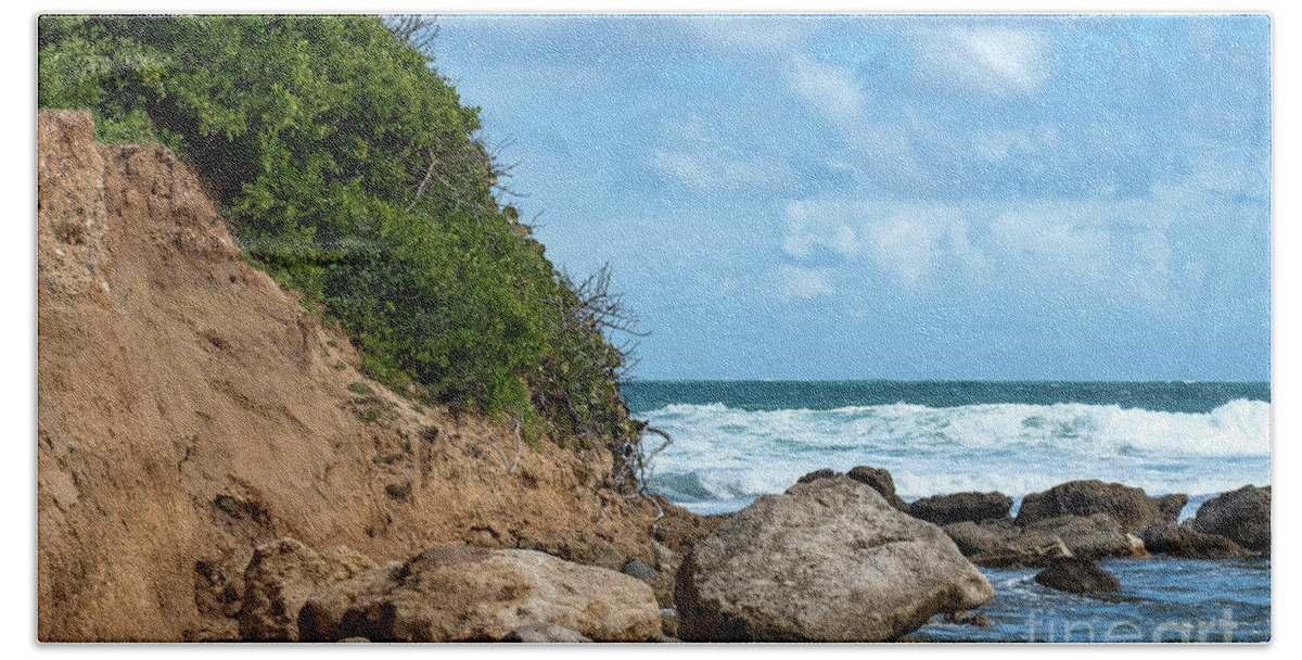 Playa Del Dorado Beach Towel featuring the photograph Rocky Coast of Playa Del Dorado, Puerto Rico by Beachtown Views