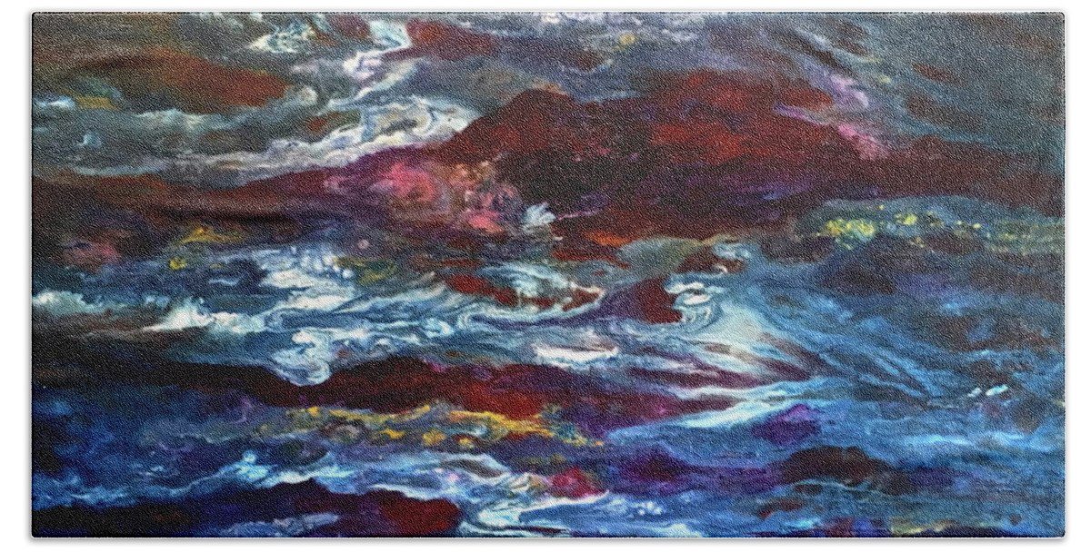 Sea Beach Towel featuring the painting Rocky Waters by Janice Nabors Raiteri