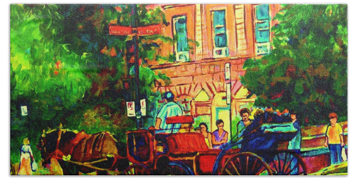 Romantic Carriage Ride Beach Towel featuring the painting Romantic Carriage Ride by Carole Spandau