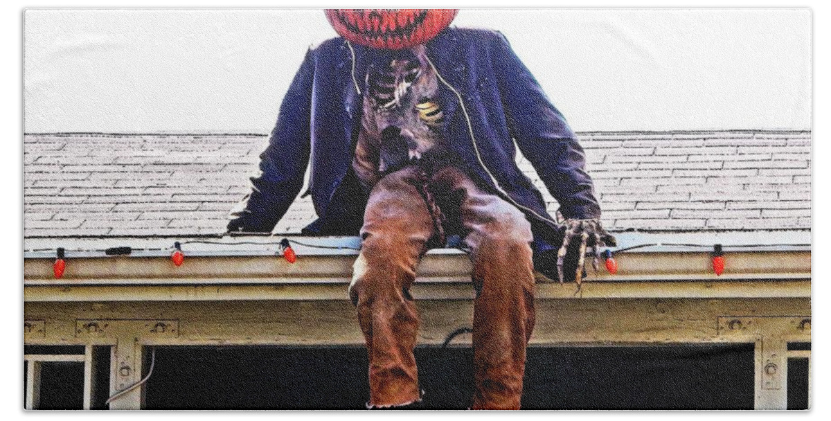 Halloween Beach Towel featuring the photograph Roof Monster by Andrew Lawrence
