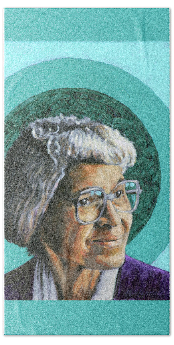 Rosa Parks Beach Towel featuring the painting Rosa Parks by John Lautermilch