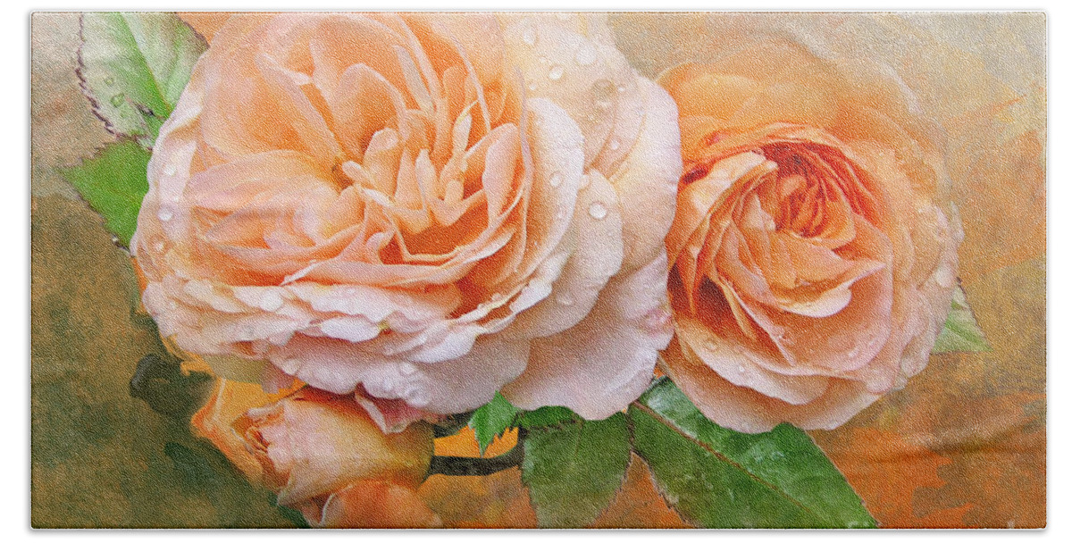 Roses Beach Towel featuring the mixed media Rose Delight by Morag Bates
