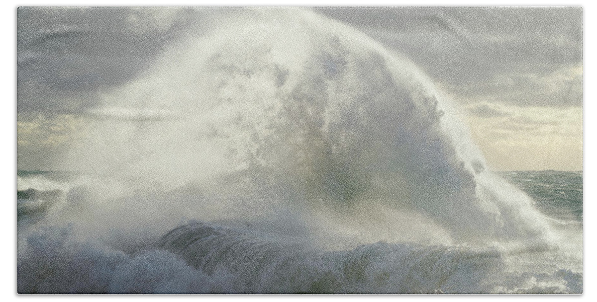 Rough Sea Beach Sheet featuring the photograph Rough sea 30 Seaside poster by Giovanni Allievi