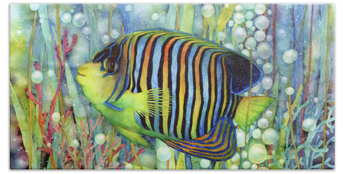 Fish Beach Sheet featuring the painting Royal Angelfish-pastel colors by Hailey E Herrera