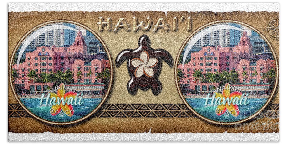 Hawaiian Coffee Mug Design Beach Towel featuring the photograph Royal Hawaiian Hotel Waikiki Beach Hawaiian Style Coffee Mug Design by Aloha Art