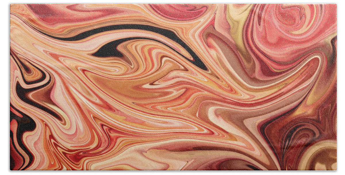 Abstract Beach Towel featuring the digital art Russet Rose Swirls by Mary J Winters-Meyer