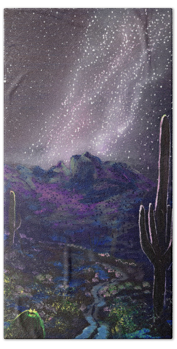 Tucson Beach Towel featuring the painting Sabino Canyon Stars, Tucson by Chance Kafka