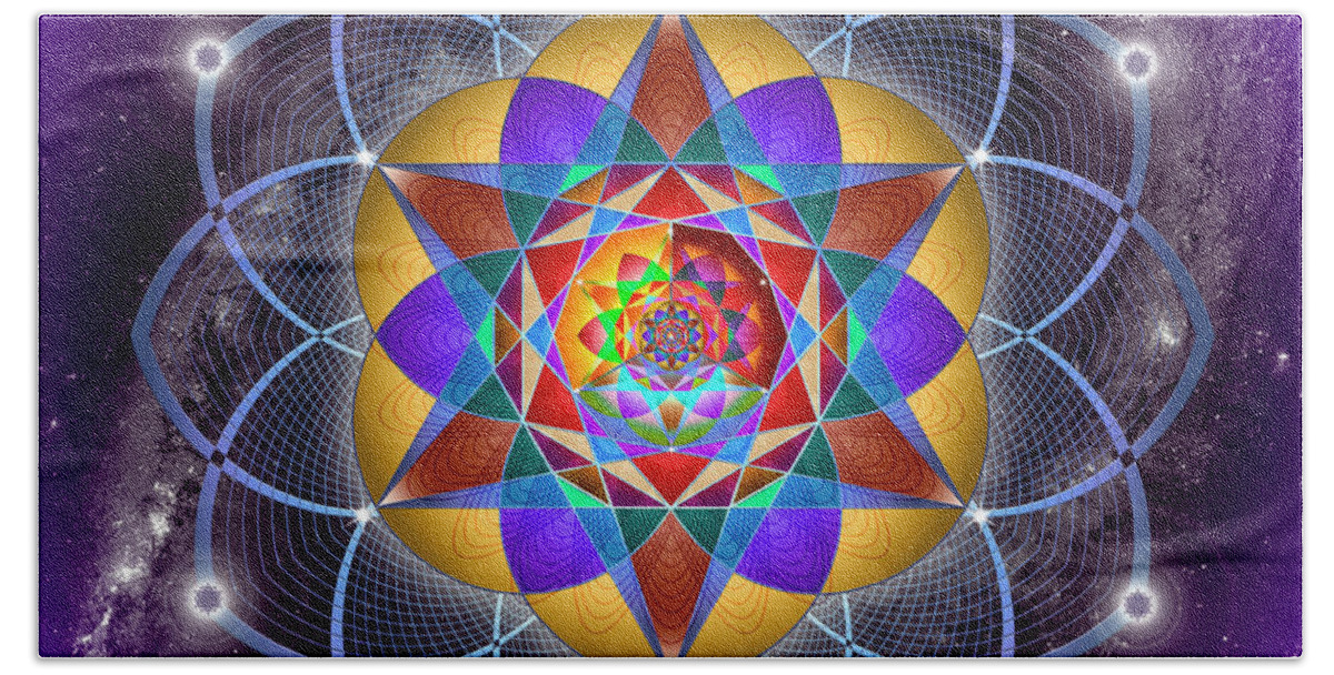 Endre Beach Towel featuring the digital art Sacred Geometry 785 by Endre Balogh