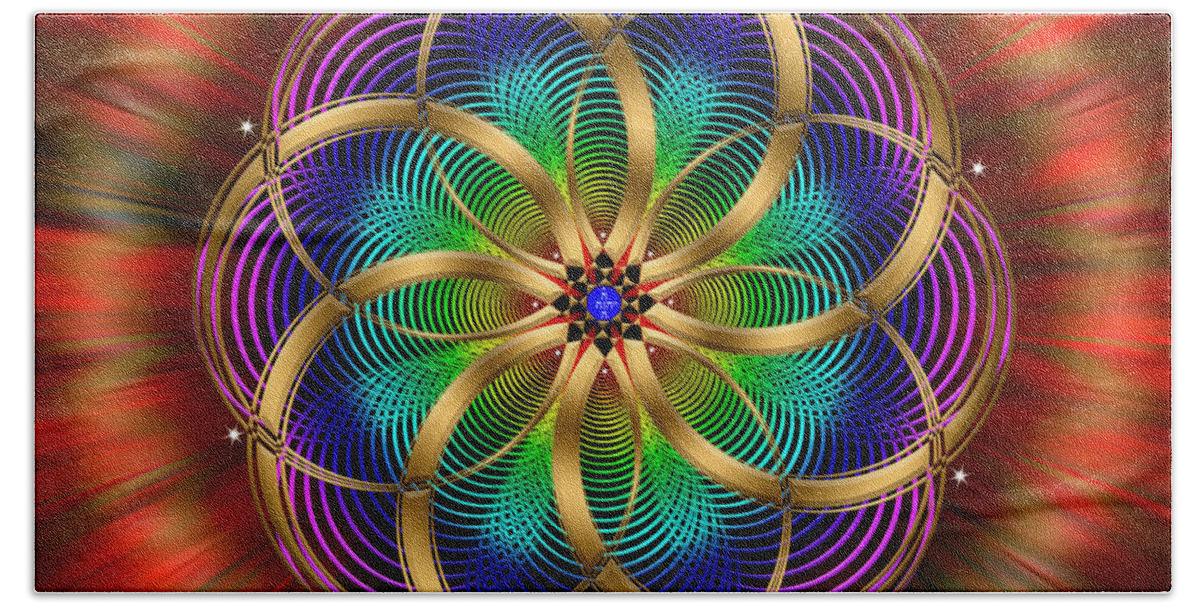 Endre Beach Towel featuring the digital art Sacred Geometry 848 by Endre Balogh