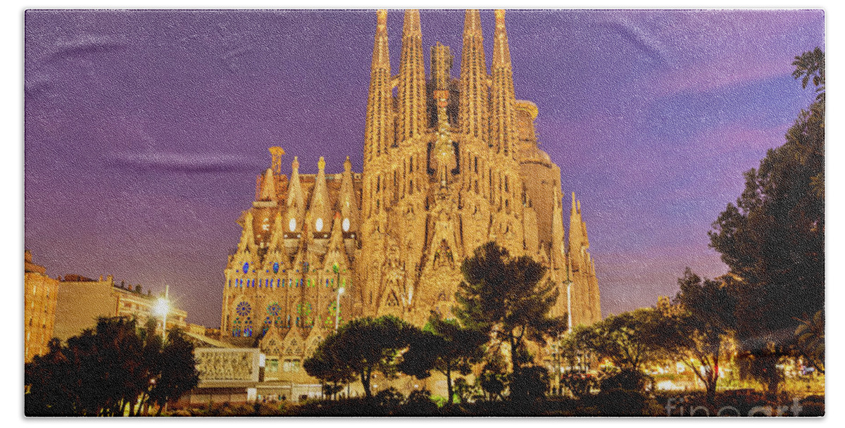 Gaudi Barcelona Beach Towel featuring the photograph Sagrada Familia cathedral, Barcelona by Neale And Judith Clark