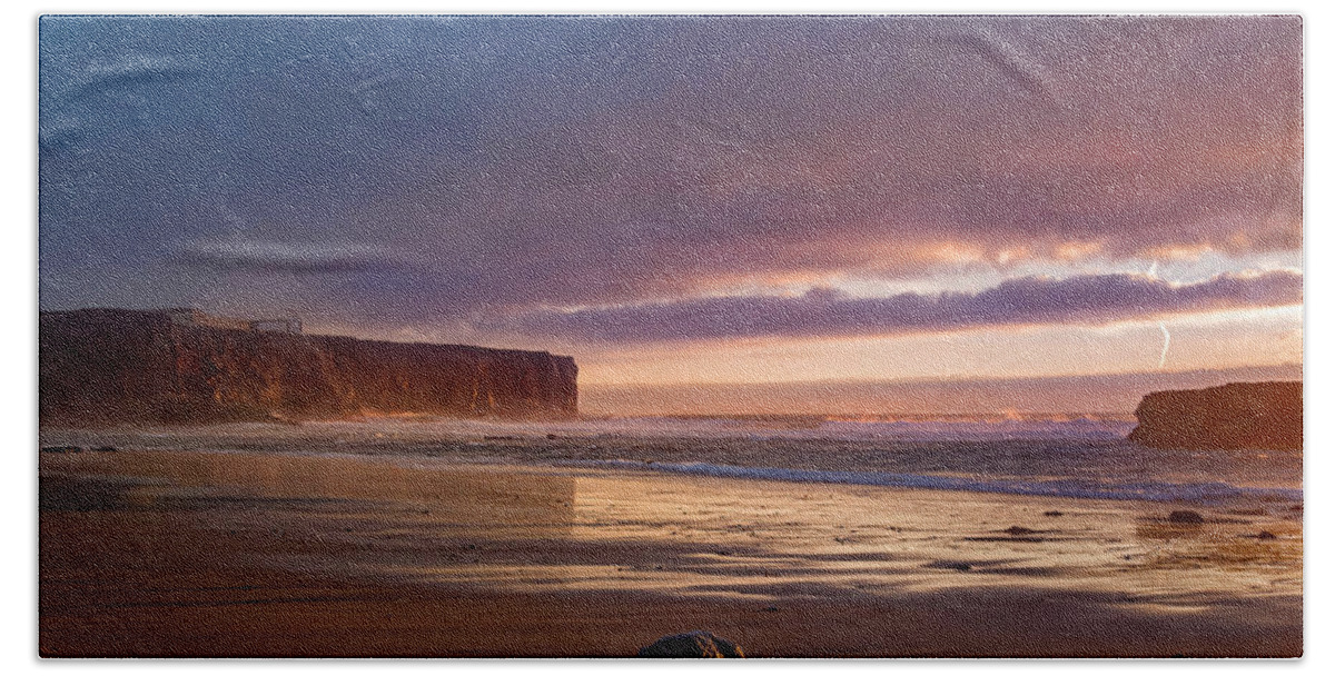 Sagres Beach Towel featuring the photograph Sagres Golden Hour Sunset by Rebecca Herranen