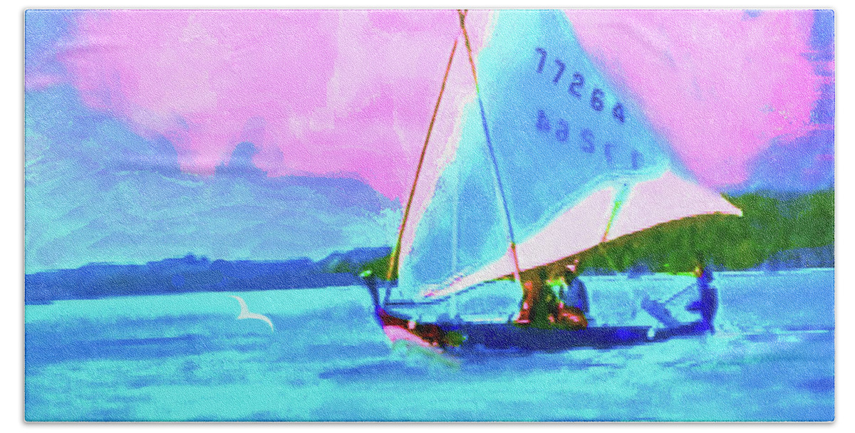 Southseas Beach Towel featuring the painting Sailing The Islands by CHAZ Daugherty