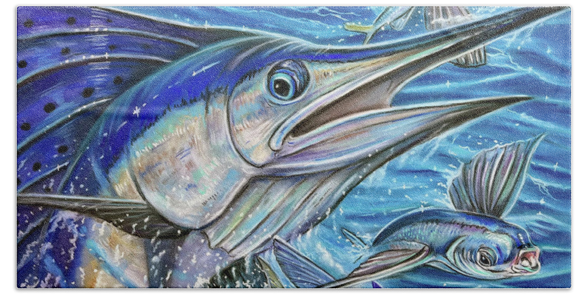 Sailfish Beach Towel featuring the painting Sails Force by Mark Ray