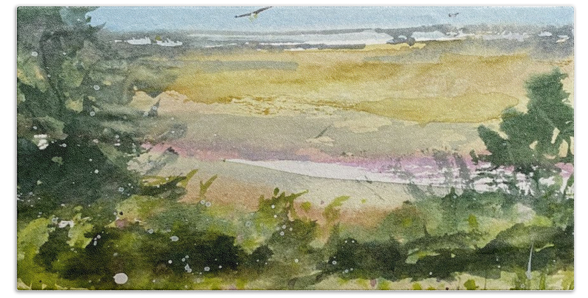  Beach Beach Towel featuring the painting Salt Marsh 2 by Kellie Chasse