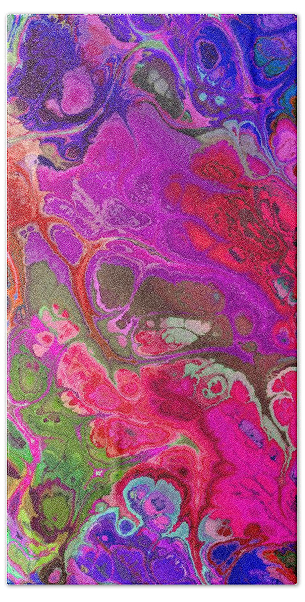 Colorful Beach Towel featuring the digital art Samijan - Funky Artistic Colorful Abstract Marble Fluid Digital Art by Sambel Pedes