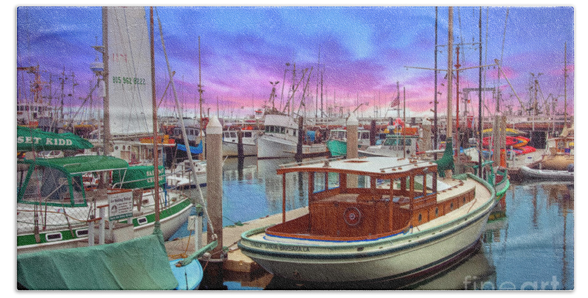 Santa Barbara Defines Luxury Living And Service On The American Beach Towel featuring the photograph Santa Barbara Marina Boats by David Zanzinger