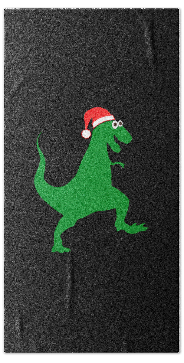 Christmas Beach Towel featuring the digital art Santasaurus Santa T-Rex Dinosaur Christmas by Flippin Sweet Gear