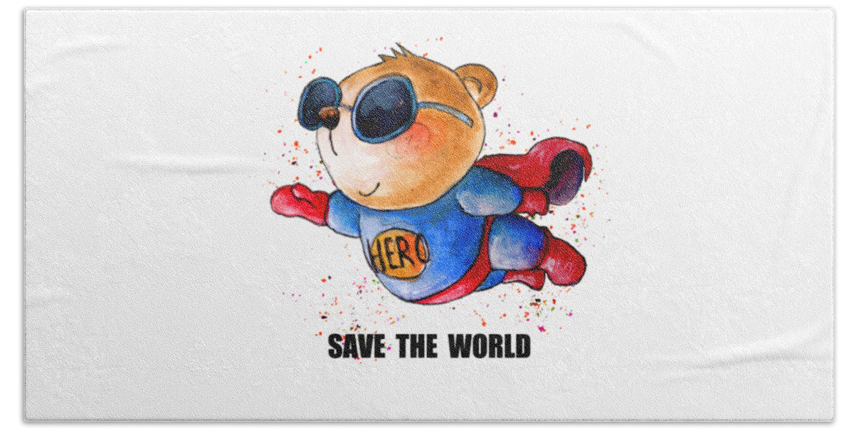 Bears Beach Towel featuring the painting Save The World by Miki De Goodaboom