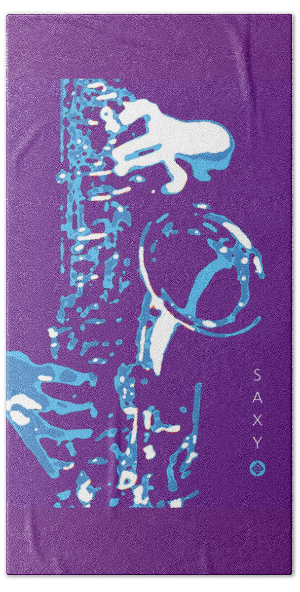 Saxophone Image Posters Beach Towel featuring the digital art Saxy Purple Poster by David Davies