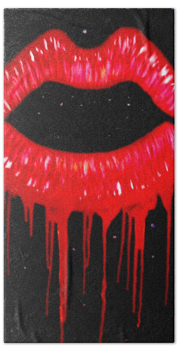 Lips Beach Towel featuring the painting Scarlett Lips by Anna Adams